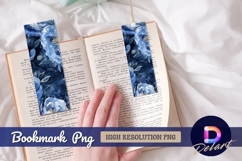 Elegant blue floral watercolor Bookmark PNG Product Image 1