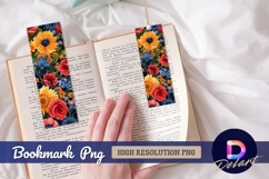 Vibrant watercolor flowers background Bookmark PNG Product Image 1