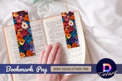 Colorful felt flower background with Bookmark PNG Product Image 1
