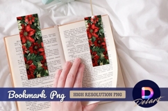 Red flowers and green leaves pattern Bookmark PNG Product Image 1