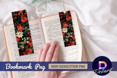 Floral pattern with red and green foliage Bookmark PNG Product Image 1