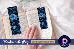 Blue roses botanical pattern dark background Bookmark PNG Product Image 1
