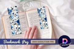 Watercolor blue flowers floral Bookmark PNG Product Image 1