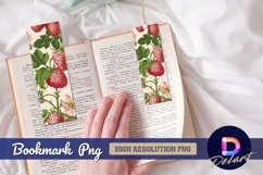 Vintage botanical strawberries and flowers Bookmark PNG Product Image 1