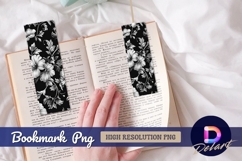 Elegant black white floral pattern Bookmark PNG Product Image 1
