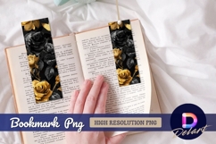 Golden and black rose floral background Bookmark PNG Product Image 1