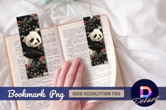 Panda bear surrounded by floral illustrations Bookmark PNG Product Image 1