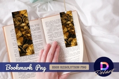 Golden flowers elegant floral pattern Bookmark PNG Product Image 1