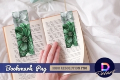 Elegant floral art green and white flowers Bookmark PNG Product Image 1