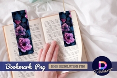 Pink purple floral moody dark background Bookmark PNG Product Image 1