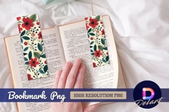 Floral illustration pattern red flowers and Bookmark PNG Product Image 1