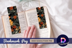 Floral pattern with orange flowers and gray Bookmark PNG Product Image 1