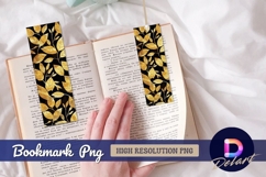 Golden leaves on black background Bookmark PNG Product Image 1