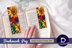 Vivid watercolor sunflower pattern background Bookmark PNG Product Image 1