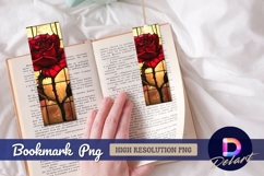Red rose stained glass window art Bookmark PNG Product Image 1