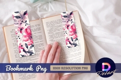 Pink floral watercolor Bookmark PNG Product Image 1