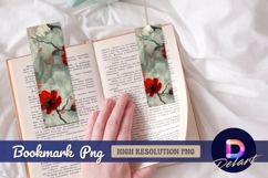 Red floral watercolor artistic background Bookmark PNG Product Image 1