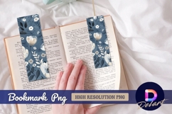 Floral watercolor pattern on blue Bookmark PNG Product Image 1