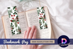 Watercolor christmas foliage and berries Bookmark PNG Product Image 1