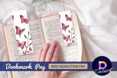 Pink butterfly watercolor illustration Bookmark png Product Image 1