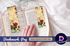 Distressed floral with red blooms Bookmark PNG Product Image 1