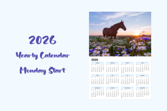 2026 Calendar . 2026 Yearly Calendar Starting With Monday A4 Product Image 1