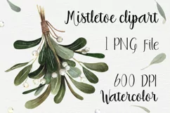 Watercolor mistletoe clipart. Sublimation designs. PNG Product Image 1