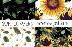 Watercolor sunflower digital paper. Seamless pattern Product Image 1