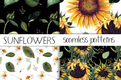 Watercolor sunflower digital paper. Seamless pattern Product Image 1