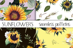Watercolor sunflower digital paper. Seamless pattern Product Image 1