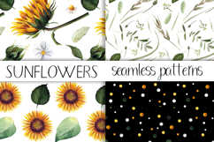 Watercolor Sunflower Hand Painted Seamless Patterns Product Image 1