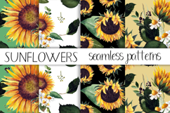 Watercolor sunflower digital paper. Seamless pattern Product Image 1
