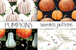 Watercolor Pumpkin Seamless pattern. Digital paper Product Image 1