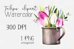 Watercolor tulips clipart.Spring flowers.Sublimation designs Product Image 1