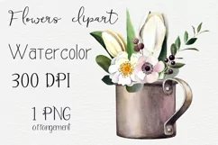Watercolor flower clipart. Spring flowers.Sublimation design Product Image 1