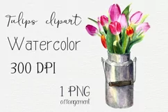 Watercolor tulips clipart.Spring flowers.Sublimation designs Product Image 1