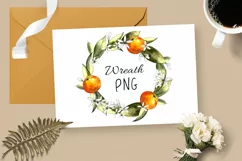 Mandarin wreath clipart. Sublimation PNG Product Image 1