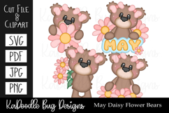 May Daisy Flower Bears SVG PDF Cut File, Clipart PNG JPEG Product Image 1