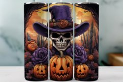 Halloween Skeleton Tumbler Wrap Western Sublimation Design Product Image 1