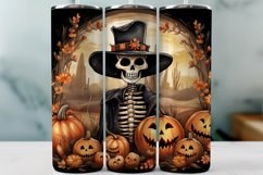 Halloween Skeleton Tumbler Wrap Western Sublimation Design Product Image 1
