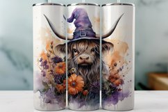 Halloween Sublimation Tumbler Wrap Purple Highland Cow Product Image 1