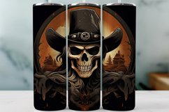 Halloween Skeleton Tumbler Wrap Western Sublimation Design Product Image 1