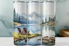 Watercolor Lake Life Tumbler Wrap |Summer Sublimation Design Product Image 1
