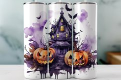 Halloween Tumbler Wrap Haunted House Sublimation Design Product Image 1