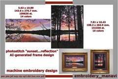 Machine embroidery photostitch sunset reflection nature set Product Image 1