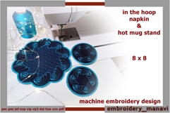 In The Hoop Quilted Coaster &amp; Placemat Embroidery Design Product Image 1