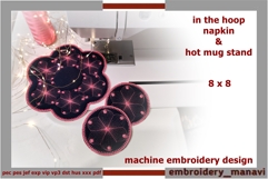 ITH Quilted Mug Rug &amp; Placemat Floral Embroidery Set Product Image 1