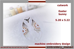 Cutwork Richelieu bunny embroidery design for Easter napkin Product Image 1