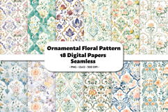 Ornamental Floral Seamless Digital Paper, 18 PNG Product Image 1