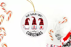 Merry Christmas round sign svg door hanger with Gnomes svg Product Image 6
